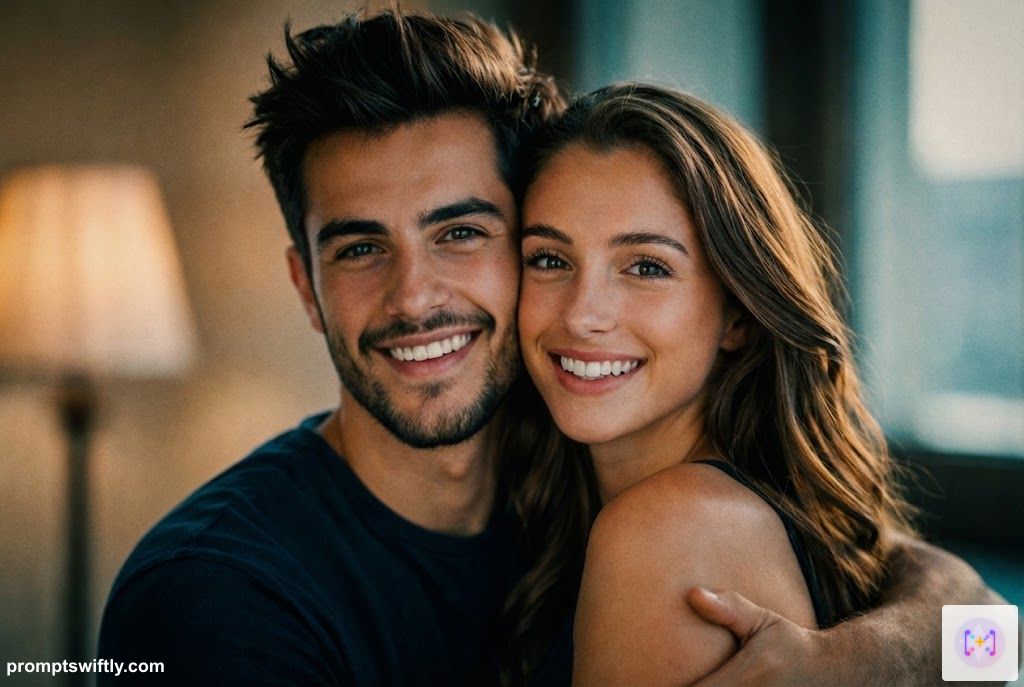 Cinematic color graded couple photo