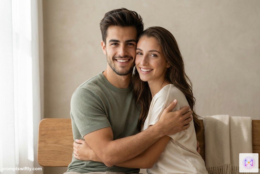 Modern minimalist couple portrait example