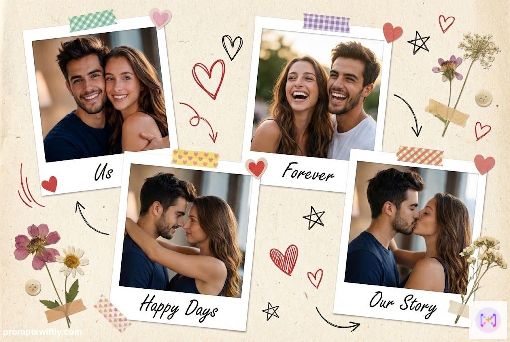 Polaroid scrapbook collage example