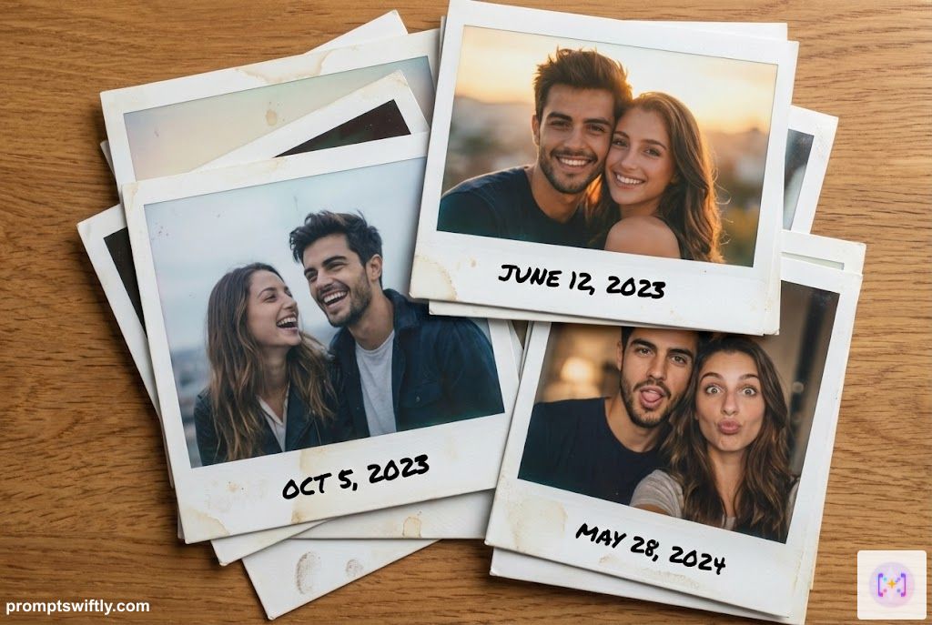 Stack of polaroid photos example