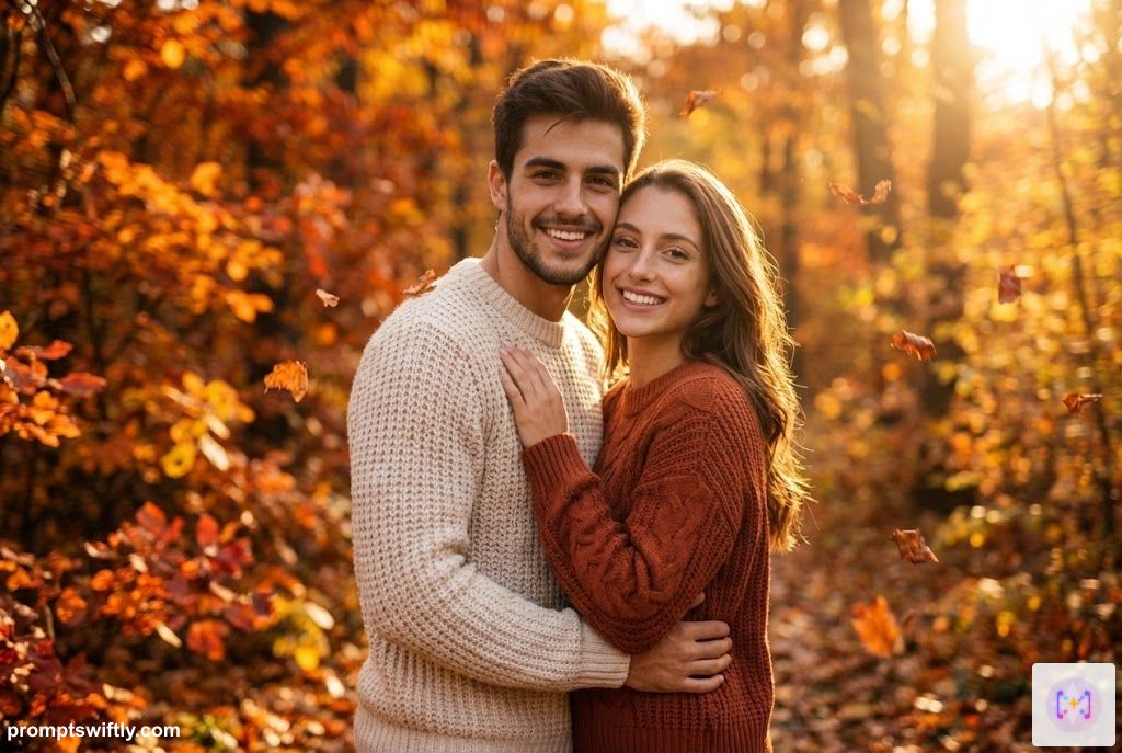 Autumn themed couple photo