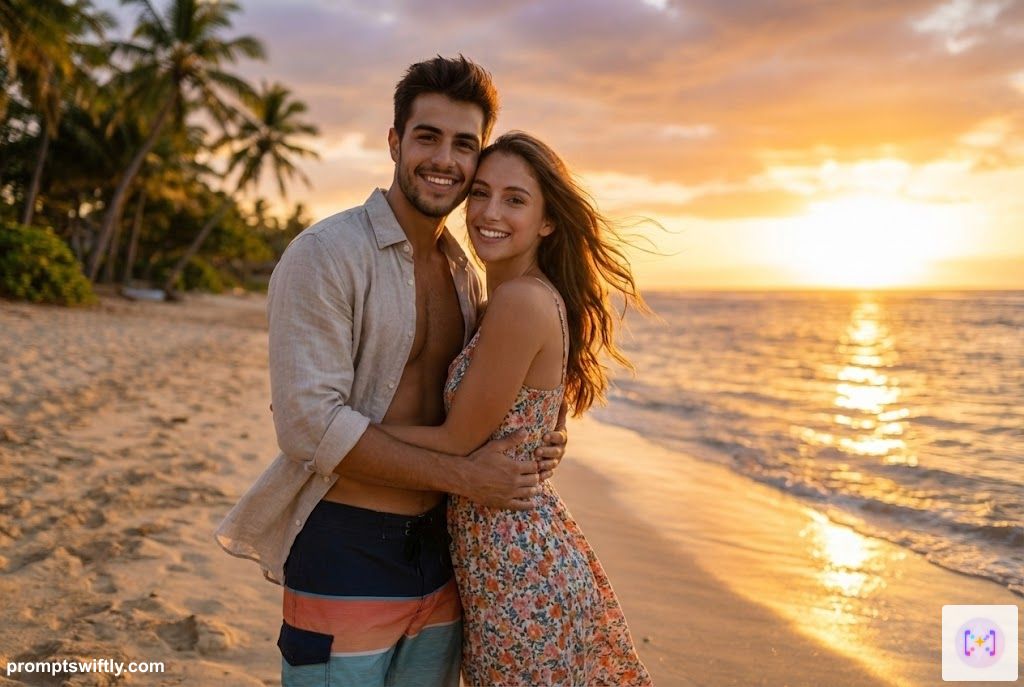 Summer beach couple photo