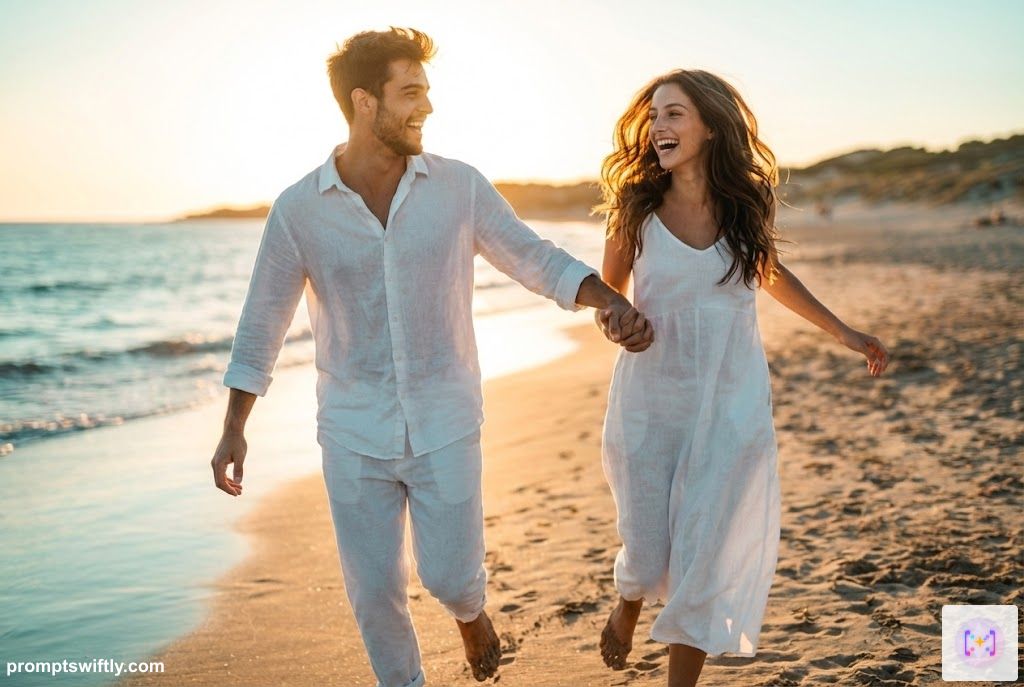 Golden hour beach pre-wedding result