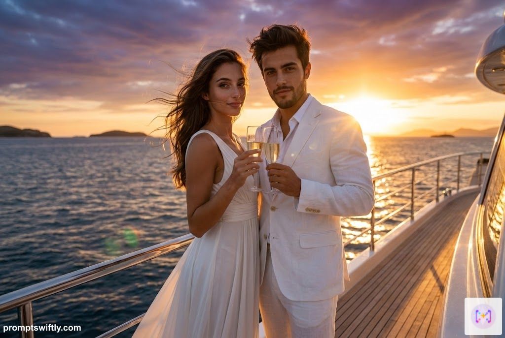 Luxury yacht sunset result