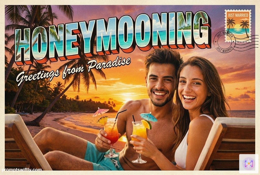 Honeymoon postcard result